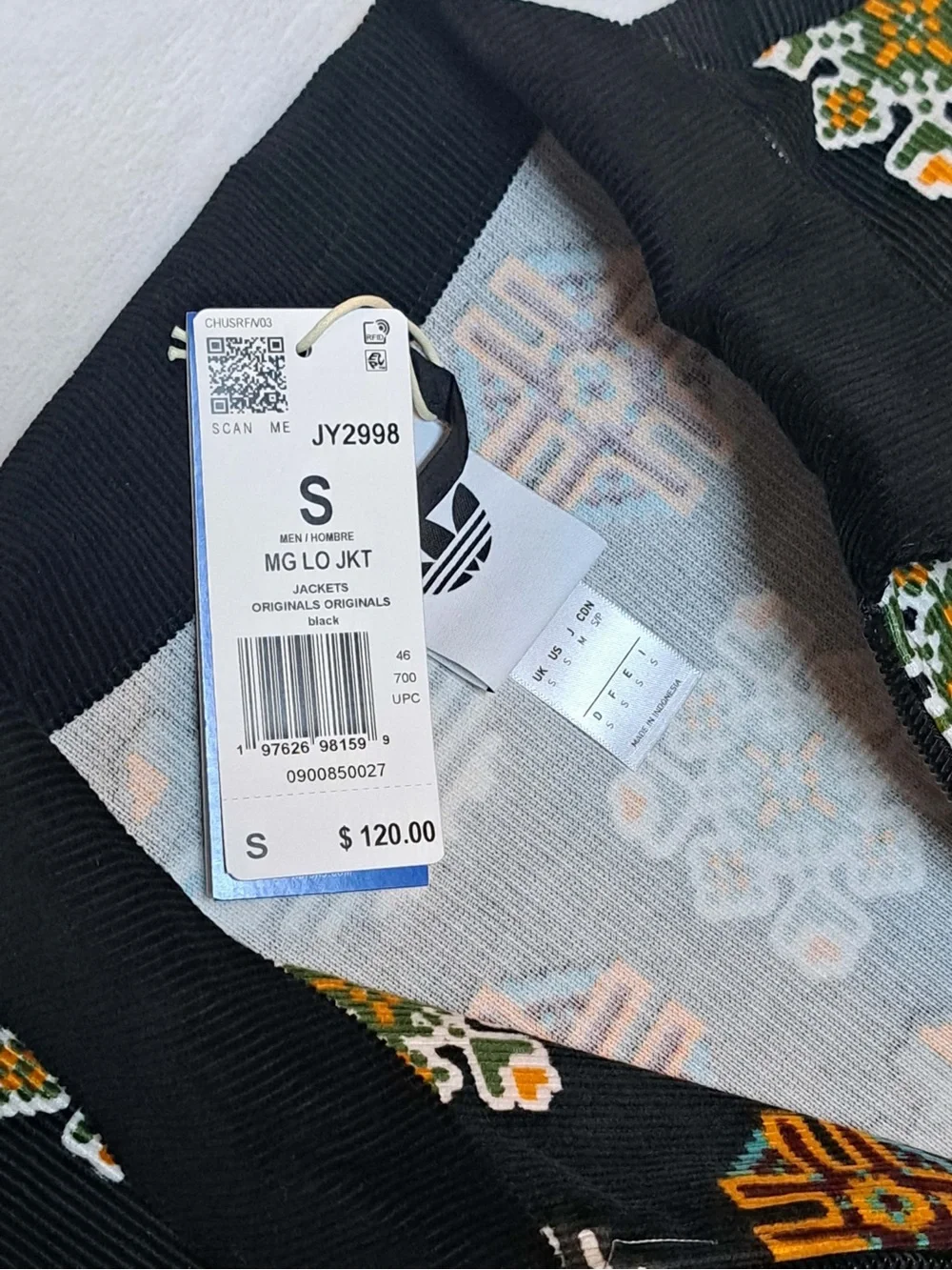 Adidas Monogram Allover Print Corduroy Coach Jacket - Men's size SMALL
